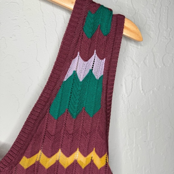 NWT M MISSONI Wide Leg Knit Jumpsuit Long Overalls Zig Zag Pattern V-Neck XS - Picture 9 of 16